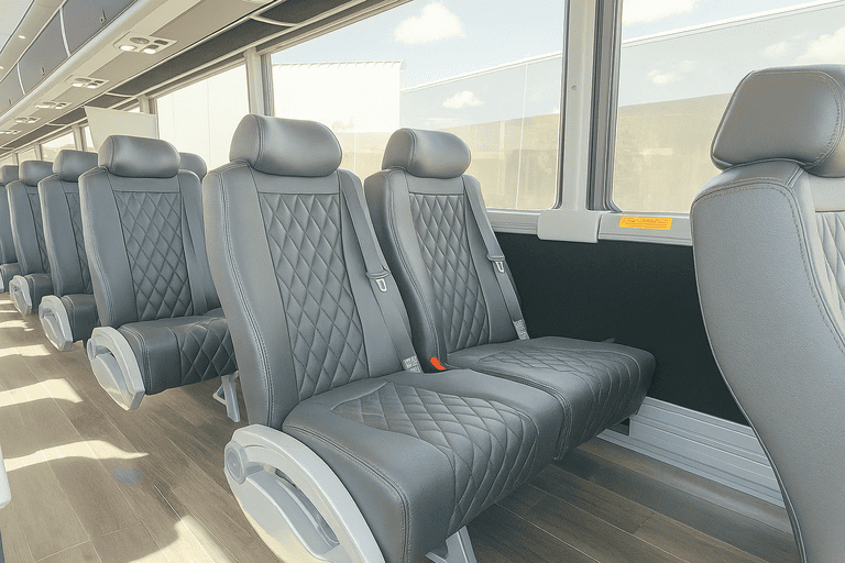interior of Chula Vista Minibus Company charter bus